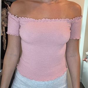 Pink ruffle top